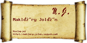 Makláry Jolán névjegykártya